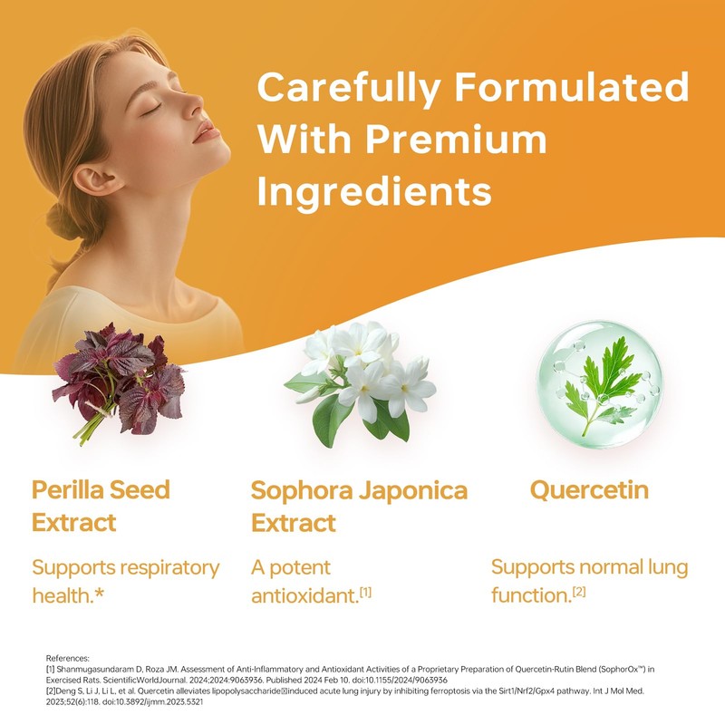 HUJ Lung Health Supplement - Contains Quercetin, Sophora Japonica Extract,