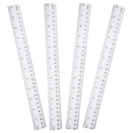 4 Pcs Rulers, 30cm Ruler,Rulers Multipack, Plastic Clear Shatterproof Rulers 12 inch Transparent Ruler for School Classroom office Supplies