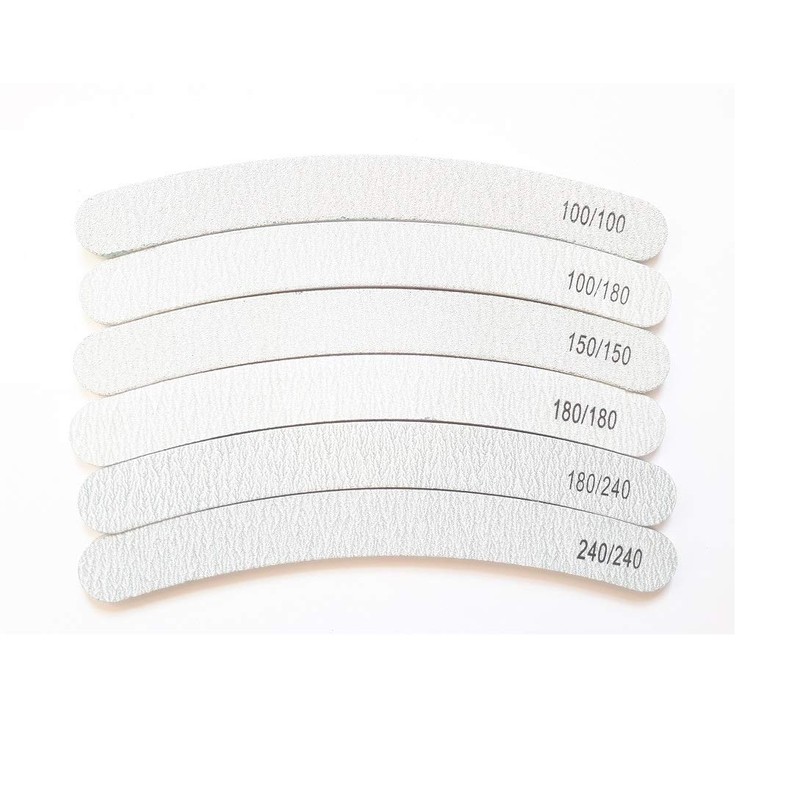 8x Nail Files Zebra Shape BANANA CURVED BOOMERANG Chose Grit