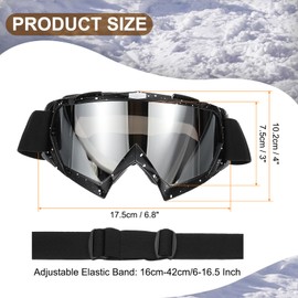 PATIKIL Dirt Bike Goggles, Motorradbrille ATV-Brille Skibrille Rennhelmbrille Winddicht für Bergsteigen Fallschirmspringen Skifahren, Schwarz mit silbernen Gläsern