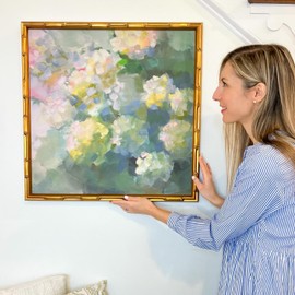 Poster Palooza 12x12 Frame Gold Bamboo Solid Wood Square Picture Frame with UV Acrylic, Foam Board Backing & Hanging Hardware Included