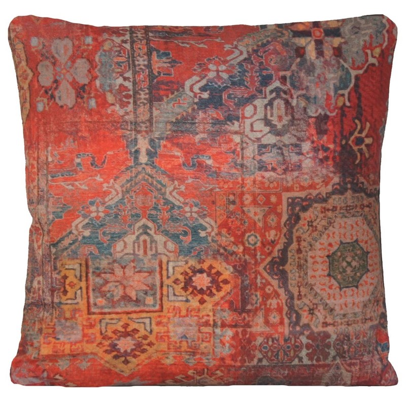 Arcobaleno London Rug Oriental Design Cushion Cover Red Printed Kilim