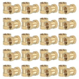 PATIKIL 20 Pcs Threaded Inserts Heat Set, 1/4"-20x10x8mm Female Brass Metric Knurled Insert Set Embedment Nut for Plastic 3D Printing Components