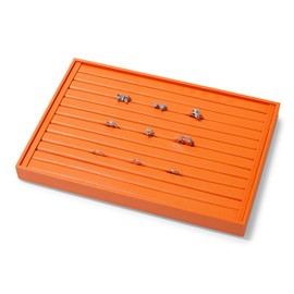 Papten Leather Ring Earrings Trays Jewelery Tray Ring Earrings Organizer Tray For Rings, Earrings, Coins, Brooches Organizer (Orange)