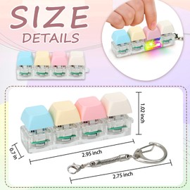 Keyboard Fidget Toys for Adults Keyboard Clicker with LED Light Keychain Fidget Sensory Fun Toys for Anxiety Decompression (Macaroon1, 4 in 1)