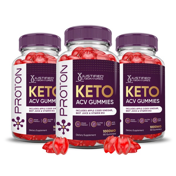Justified Laboratories (3 Pack) Proton Protein Keto ACV Gummies Advanced