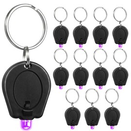 RaySoar 12 Pack Mini UV LED Keychain Flashlight, 395nm UV Light Keychain Flashlight, UV Keychain Flashlight, UV Keychain Light Black Light for Detections