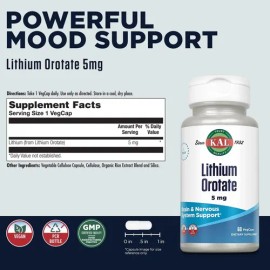 Kal, Orotato De Litio, 5 Mg, 60 Cápsulas Sfn
