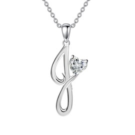 NFYBD 26 Initial Necklaces for Women,Heart Moissanite Letter A-Z Necklace 925 Sterling Silver Pendant Anniversary Birthday Christmas Jewelry Gifts for Mom Her Wife-Initial J
