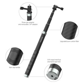 47-Inch Monopod Selfie Stick for GoPro Insta360 Osmo Action Pocket, Invisible/Carbon Fiber/Lightweight/Waterproof/Extension Pole for Go Pro 13 12 Insta 360 X4 X3 DJI Action 5 Pro 4 3 Pocket 3