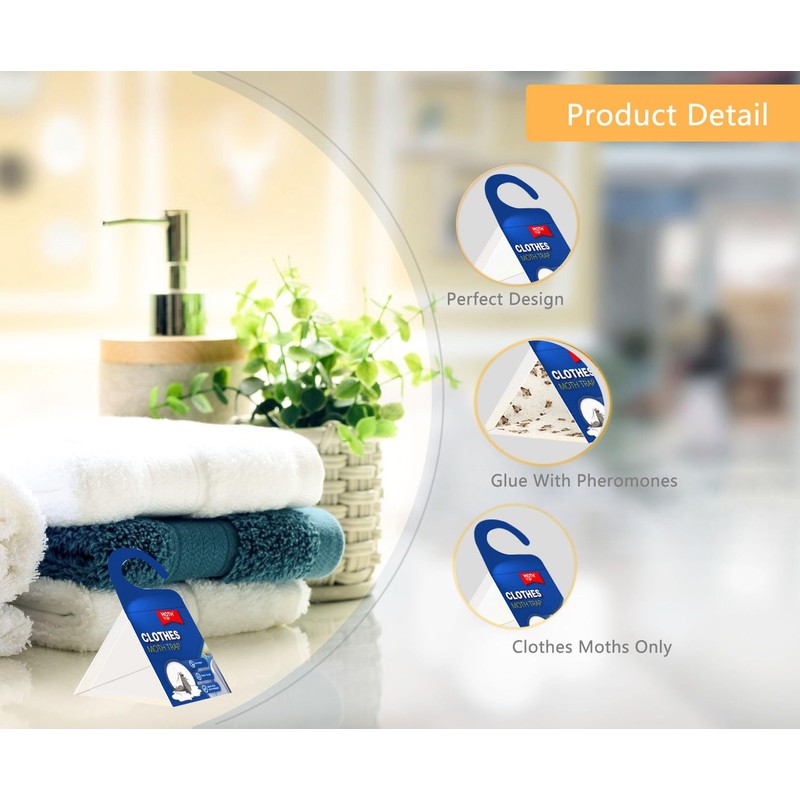 【𝐇𝐢𝐠𝐡𝐥𝐲 𝐄𝐟𝐟𝐞𝐜𝐭𝐢𝐯𝐞】 Clothes Moth Traps with Extra Strength Pheromone Attractant