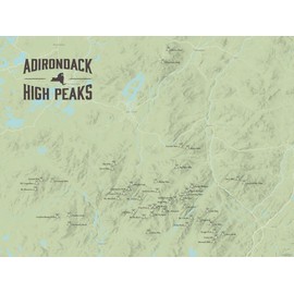 Adirondack High Peaks Checklist Map 18x24 Poster (Sage)