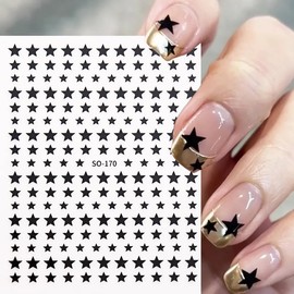 6Pcs Star Nail Art Stickers 3D Shiny Stars Nail Decals Self-Adhesive Nail Supplies Sparkly Geometry Star Sticker DIY Transfer Decal Design Nail Tips Foil DIY French Nail Art Luxury Manicure Decoration