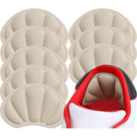 Huethy Back of Heel Cushion Pads, Adhesive Heel Grips Inserts for Boots, Loose Shoes Too Big, Reusable Heel Guards Liners for Women Men, Improve Shoe Fit, 8PCS-Beige