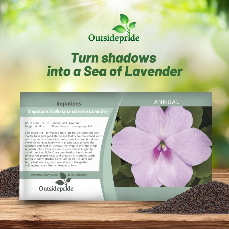 Outsidepride Extreme Lavender Impatiens Flower Seeds - 200 Pcs Annual,