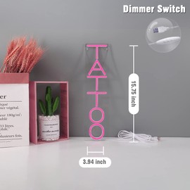 Britrio Tattoo Neon Sign Light for Tattoo Salon Studio Shop LED Pink Fun Wall Art Decor for Business Stores Logo Window Display Man Cave Garage Bedroom Christmas Birthday Gift 5V USB 15.8 in