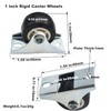 Floyutin 1 inch Rigid No-Swivel Plate Casters Small Rubber Wheels