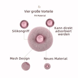 With Suction Cup for Adsorption, Skin-Friendly Body Scrubber, Shower Loofah Balls, Shower Sponge, Soft, Durable, Extra Large, Easy Foaming Body, Solid Colour, Pack of 2 (Red/Blue)