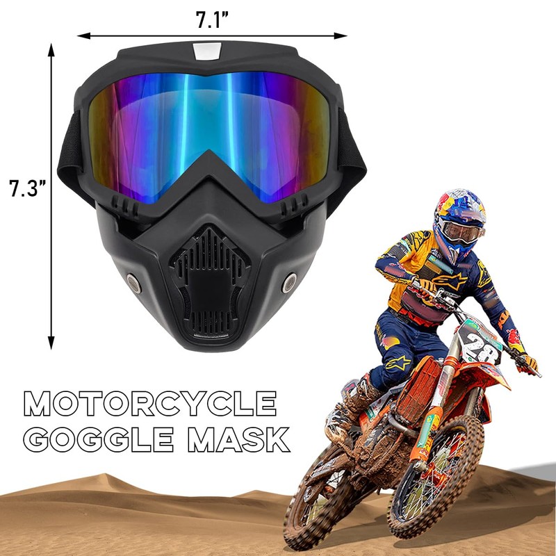 povtii Motorcycle Goggles, Windproof Dirt Bike Helmet Riding Goggles with