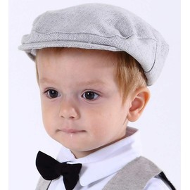MOMBEBE COSLAND Toddler Boys' Gentleman Hat Flat Ivy Cap (Grey,12-24 M)