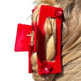 Jannela Large Hair Claw Clamp 10.5 cm - Hair Clip for Thick & Fine Hair - Strong Hold, Non-Slip & Durable - Hair Clip for Everyday Hairstyles (Red)