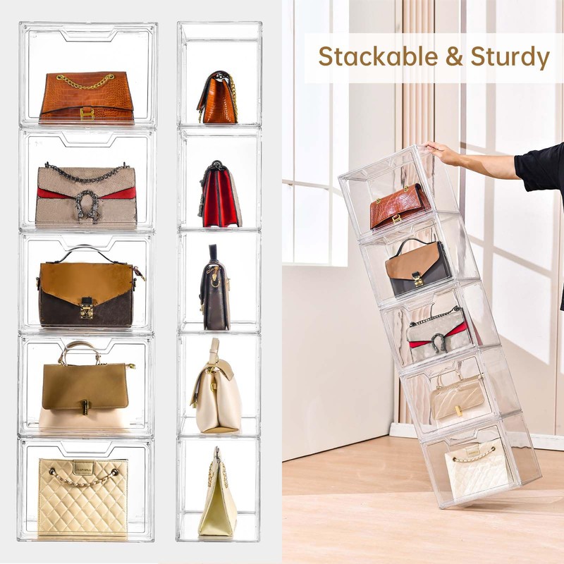 Freebat Stackable Storage Bins, Clear Acrylic Display Case, 5-Pack Acrylic