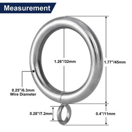 Curtain Ring Metal 42-Pcs 1 1/4- Inch Inner Diameter with Eyelets Fit Up to 1 Inch Rod Large Wire Diameter (Satin Nickel-42Pcs), BNJH002