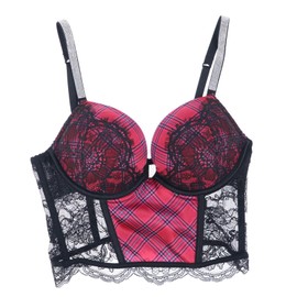 Victoria's Secret Bombshell Add 2 Cups Push Up Longline Bra (34C, Red Plaid)