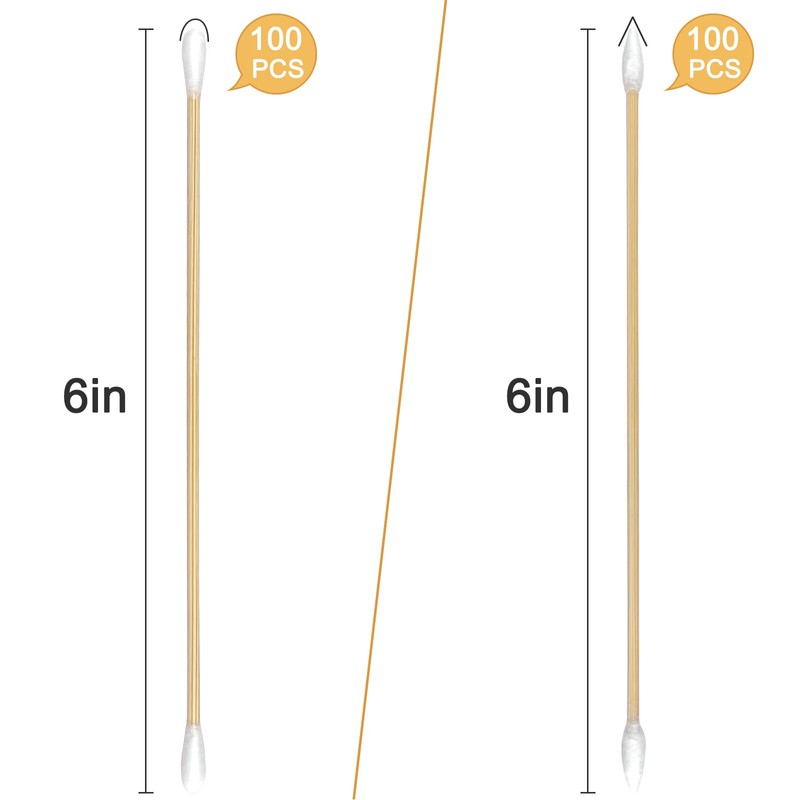 6" Long Cotton Swabs With Double Tips, 200 Pcs (100