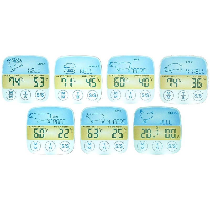 Rosenstein & Söhne Backofenthermometer: Digitales Braten- & Ofenthermometer, Touch-Display, Timer,