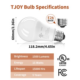 TJOY 24 Pack LED Light Bulbs, 100 Watt Equivalent A19 LED Bulbs, Soft Warm White 2700K, Energy Saving Light Bulb with E26 Standard Base, 1500 Lumens Non Dimmable Lamp Bulb for Home Bedroom Kitchen