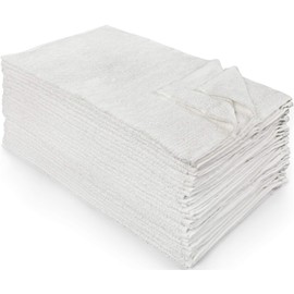 Nouvelle Legende 100% Cotton Ribbed Bar Mop Towels, Absorbent, Durable, & Versatile for Kitchens, Bars, & Cleaning Tasks, 16x19 in, 25-Pack, White