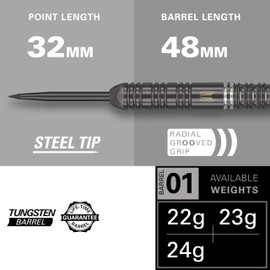 Target Darts Ares 24G Tungsten Steel Tip Dart Set Darts - 6 Pro Grip Shafts - 9 Pro Ultra Dart Flights - Dart Wallet - Dart Counter App Coupon Bundle