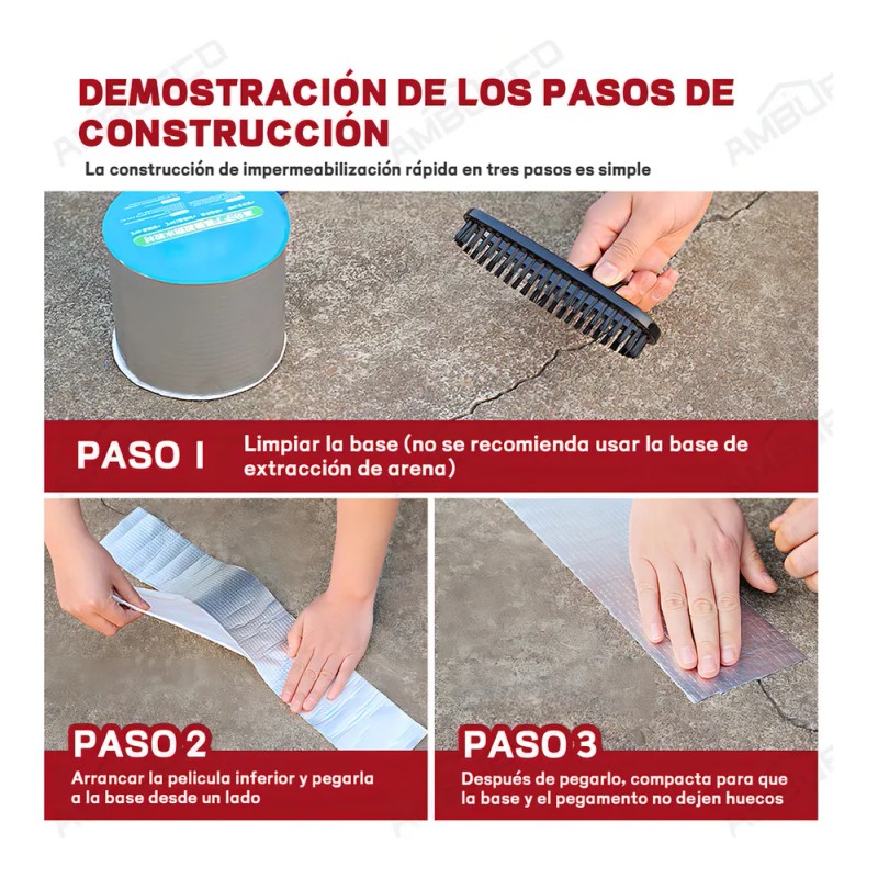 Cinta Impermeable Aluminio 10CMx10M Sellado Fugas Agua Resistente