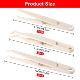 YIXISI 6 PCS Precision Plastic Tweezers Set, Anti-Static Tweezers with Spring, for Electronics, Jewelry-Making, Laboratory Work, Repairing, White