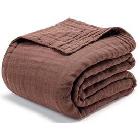 AIFY Gauze Gauze Gauze, Single, 100% Cotton, Washable, Soft, Summer, All Seasons, Skin Comforter, Air Conditioning, Towel Blanket, Washable 55.1 x 74.8 inches (140 x 190 cm), Brown