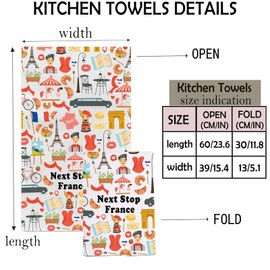 MNIGIU France Symbols Souvenir Kitchen Towel France Vacation Gift France Trip Dish Towel France Lover Merch Europe Travel Gift