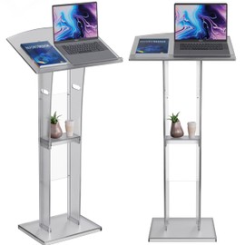 GUARDMATE Acrylic Podium Pulpit Stand | Modern Deisgn Portable Classroom Lectuern | Professional Use | Conference Church Speeches Weddings Events Presentation (Matte Finish, 47' Tall)