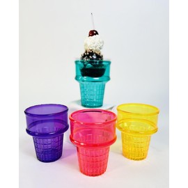Set of 4 Ice Cream Dishes Waffle Cone Pattern in 4 Assorted Bright Summer Colors Ice Cream Social Ice Cream Party dish (Ice Cream Cone Shaped Ice Cream Dish)