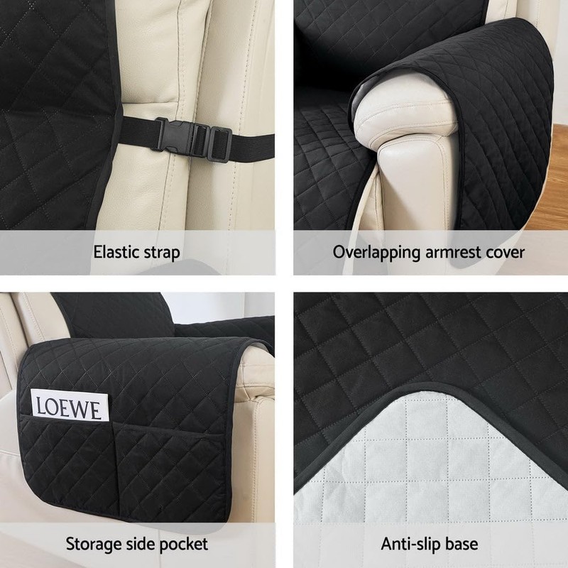 Artiss Recliner Chair Cover Slipcover Quilted 100% Water Resistant Nonslip