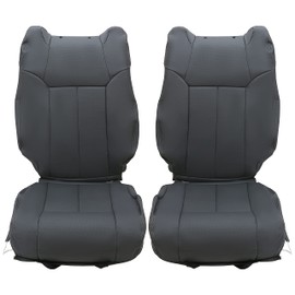 HECASA Gray Seat Covers Compatible with 2014-2021 Toyota Tundra Crewmax Crew Max Synthetic Leather Front & Second Row Full Seat Protector