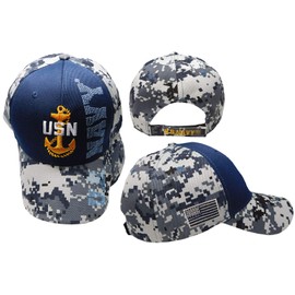 United States U.S. Navy USN Anchor Blue ACU Digital Camouflage Camo USA Flag Embroidered Cap Hat