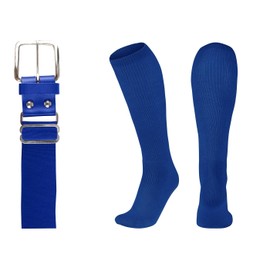 League Outfitters Baseball Belt and Socks Combo Adjustable Baseball/Softball Belt for Youth, Boys, Girls, and Adult (Royal, XS)