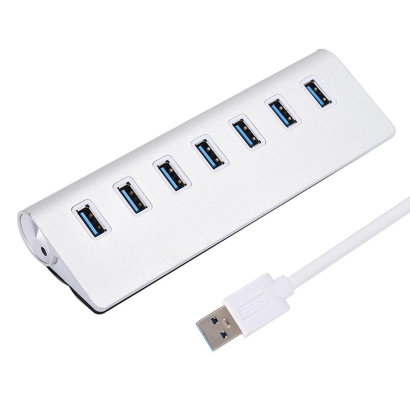 USB 3.0 Splitter Aluminum Alloy Hub 7-in-1 Docking Station for
