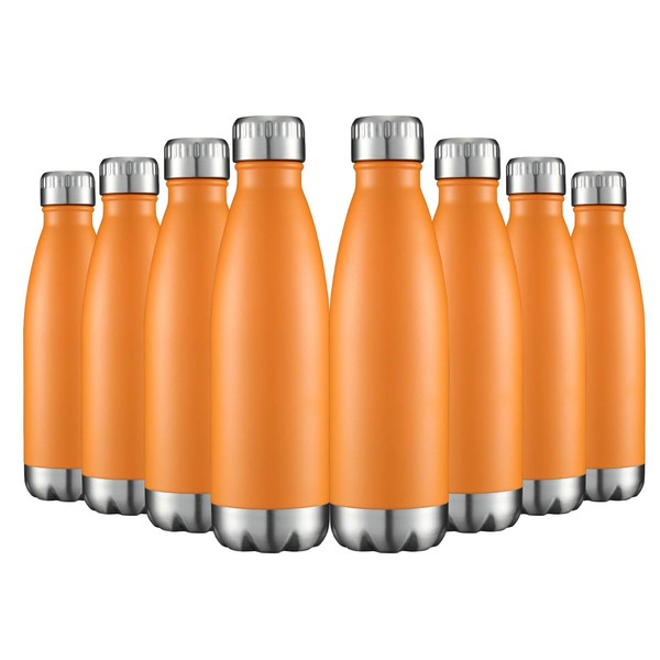 Water Bottles 8 Packs in Bulk Stainless Steel 17oz, Insulated