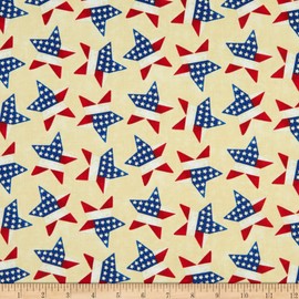 Henry Glass Land Of The Free Tossed Stars Cream Quilt Fabric