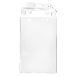 Karteo ID Card Holder Unique Permanent Lockable [Pack of 1] Card Holder Vertical Transparent Hard Plastic ID Holder Protective Cover for ID Cards Work ID Cards