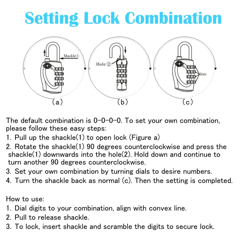 Lumintrail TSA Approved Locks, 4 Digit Combination Luggage Locks TSA