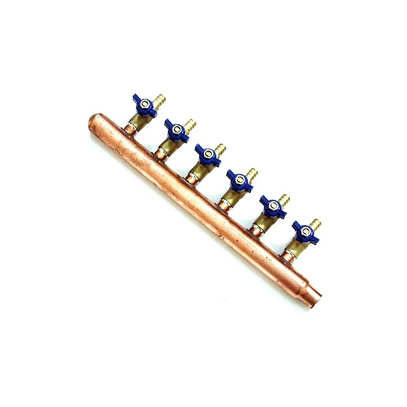 PEX Plumbing Manifold 3/4" Male 1/2" Ball Valve, Close End,