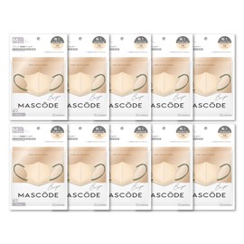 [MASCODE] お得な10袋（70枚入り） セット 【 マスコード 公式店】 SNS話題沸騰 累計3400万枚売上突破 不織布マスク バイカラーマスク 3Dマスク 小顔マスク 血色マスク ユニセックス 3Dマスク Mサイズ 10袋セット（1袋7枚入） (ベージュ×カーキ紐)